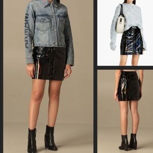A/X Black Rainbow Leather Mini Skirt